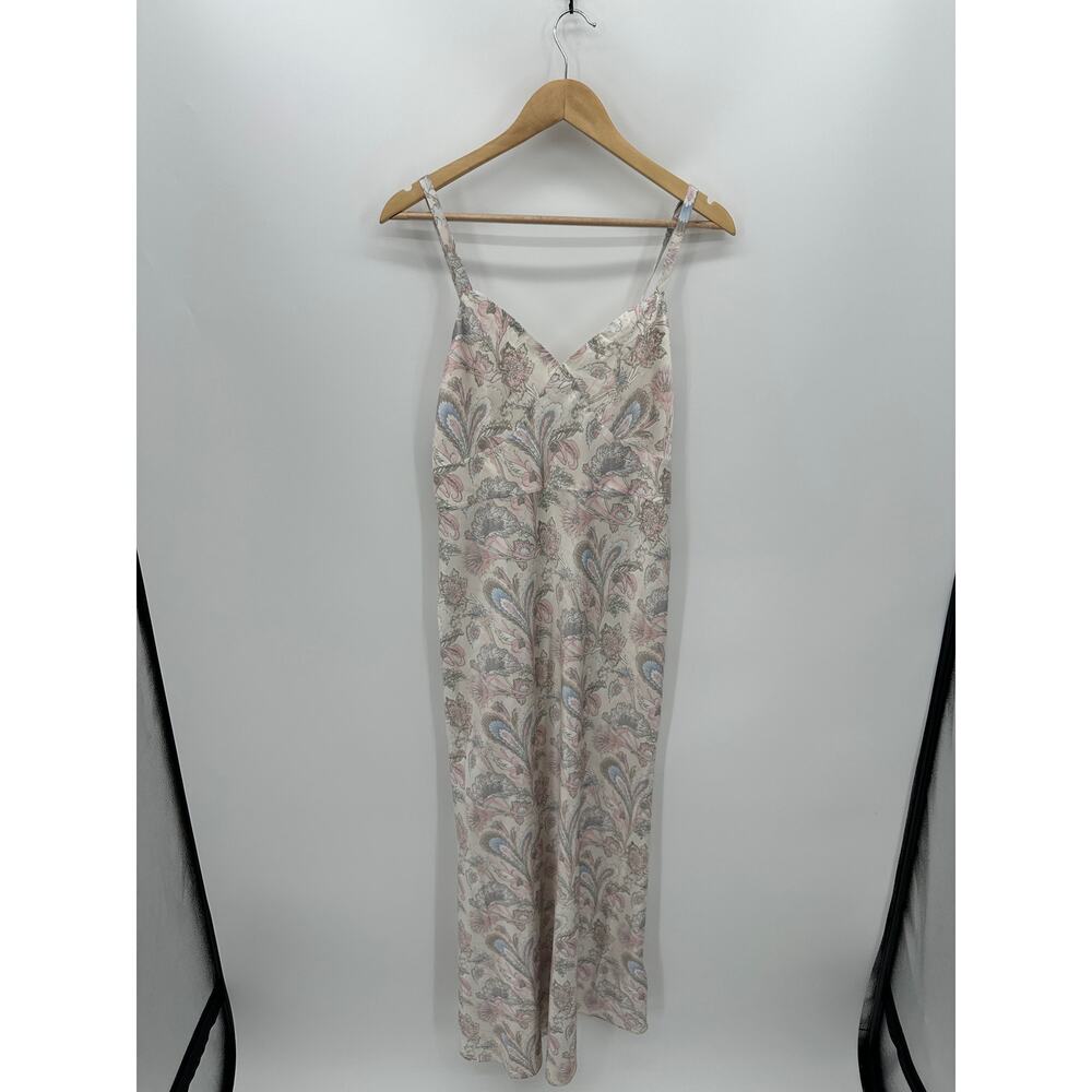 Polo Ralph Lauren Floral Sleeveless Satin Gown Women 4 Maxiโ Slip Sexy V Neck